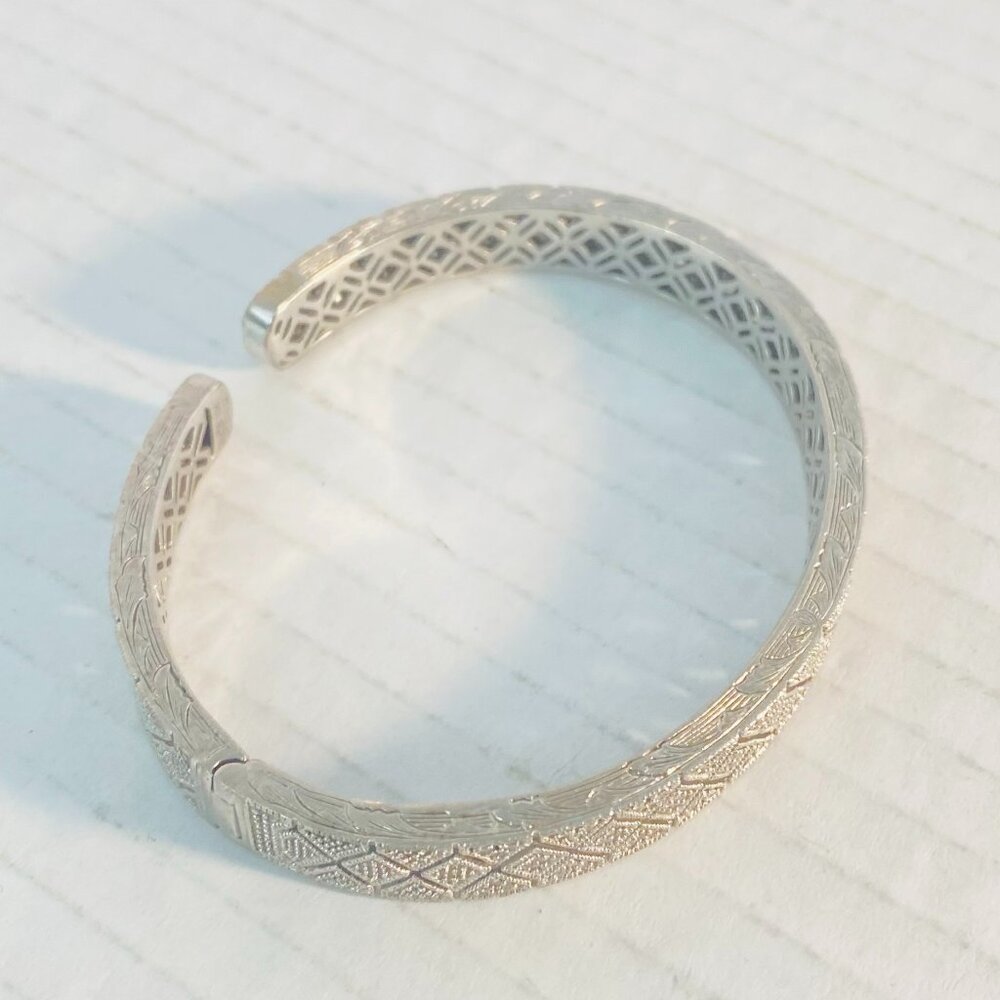 Beautiful Vintage Sterling Silver Geometric Cuff – Marked ISP 925 China - Picture 7 of 14